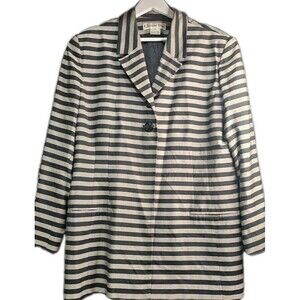 Vintage Dior 100% Silk Striped Jacket Luxe Coastal Old Money Blazer